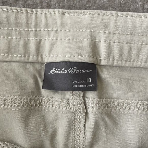 Eddie Bauer Crop Pants Womens 10 Beige Stretch Nylon Outdoor Casual Straight - Picture 4 of 11